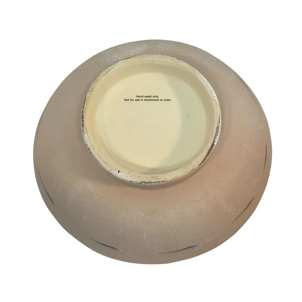 Abstract Artistry Stoneware Bowl 9” Multicolor Round Pedestal Fruit Serving Blue